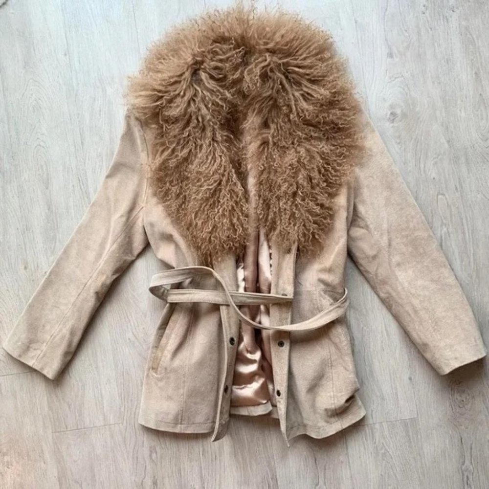 Wilson’s Leather Maxima Jacket w/ Mongolian Lamb Collar